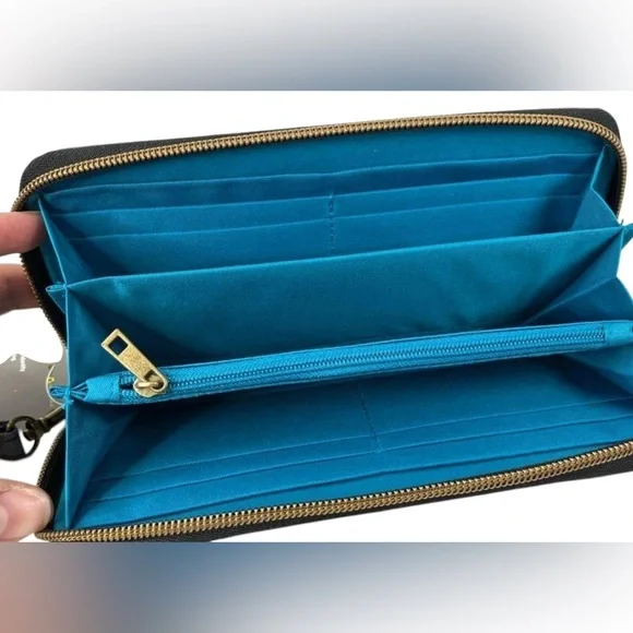 Travelon RFID Blocking Grey Animal Print Continental Wallet Wristlet NWT - Picture 2 of 7